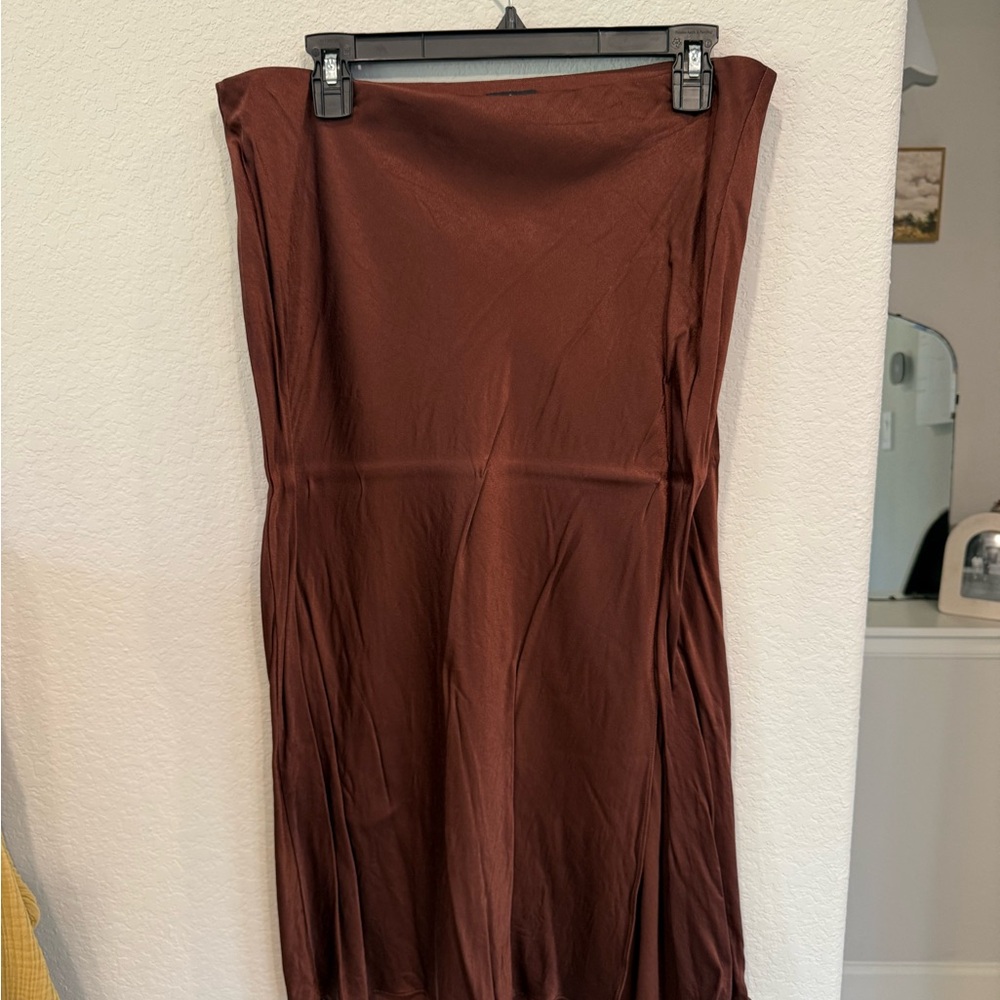 Nordstrom Women’s Brown Satin Midi Skirt